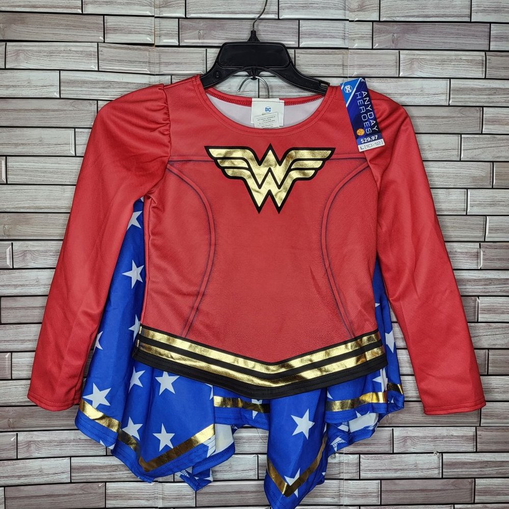 New DC‎ Wonder Woman Girl’s Costume Size Large 10-12 Rubies Dress Up Outfit